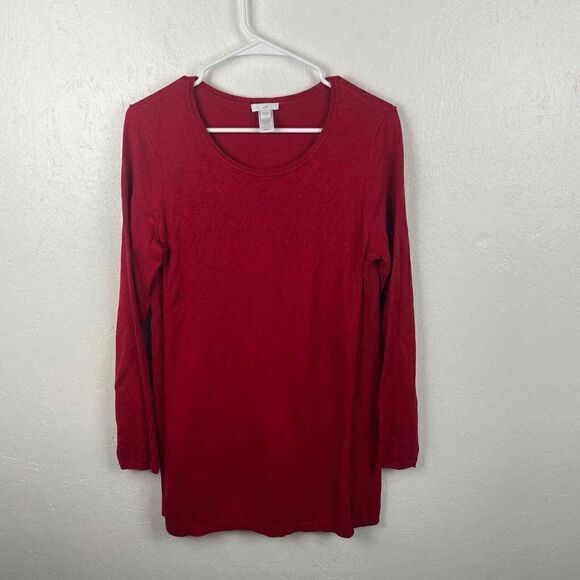 J. Jill‎ Red Knit Sweater Tunic Dress Size S Cotton Viscose/Rayon Nylon - Picture 3 of 7